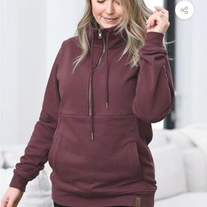 Blended Threads Burgundy Harlow Half Zip Sweater